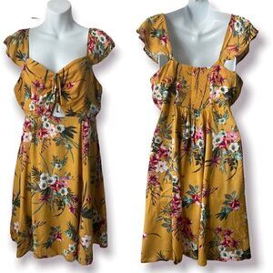 Xhilaration Yellow Floral Mini Dress Size  Small